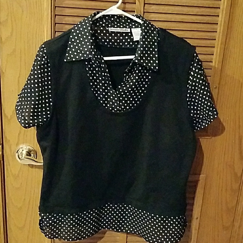 Black and white polka dot blouse